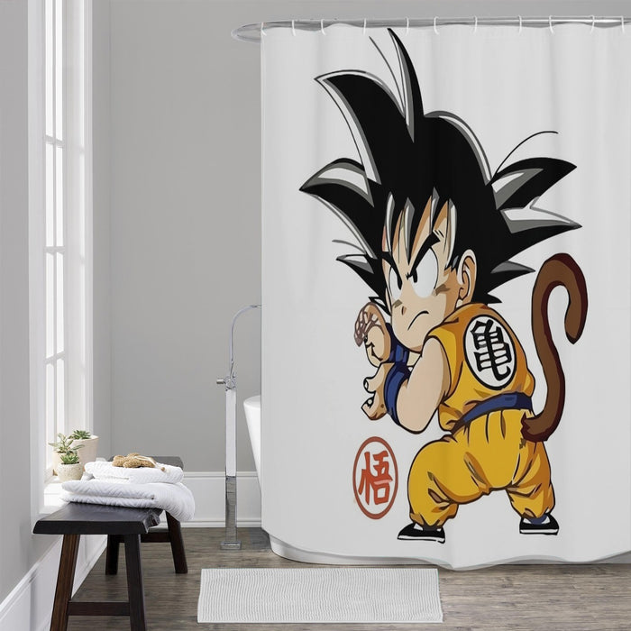 Cute Kid Goku Yellow Clothing Dragon Ball Z Shower Curtain