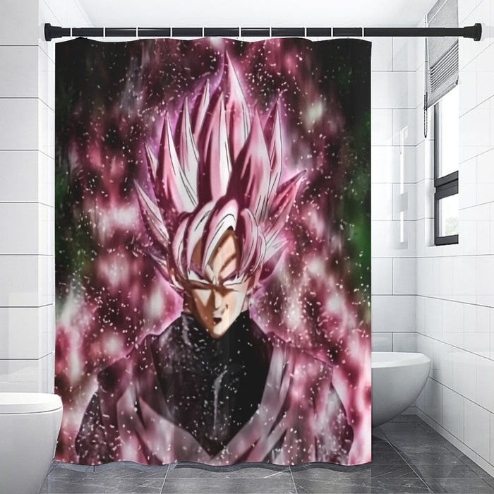 Dragon Ball Z Super Saiyan Goku Black Rose Pink Shower Curtain