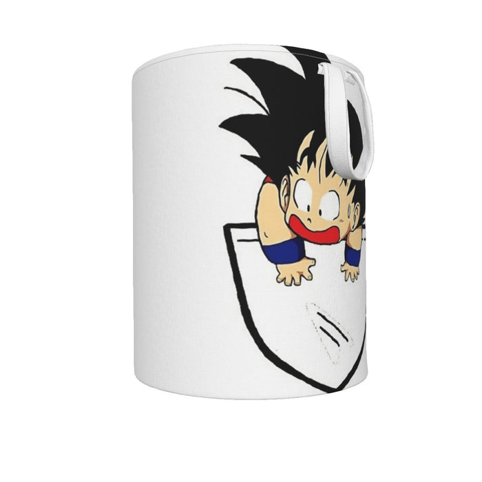 Smiling Goku On Pocket Of Dragon Ball Z Laundry Basket