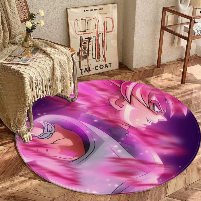 Dragon Ball Super Saiyan Black Goku Rose Cool Casual Round Mat