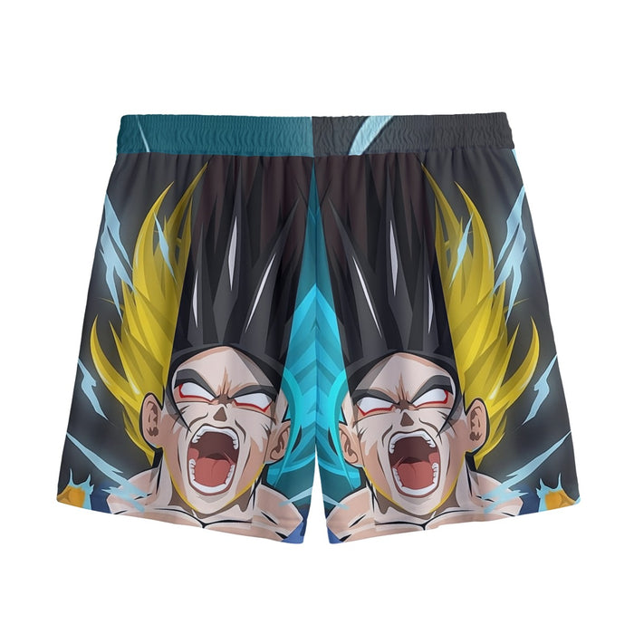 Dragon Ball Goku Super Saiyan Triple Blue God SSGSS Hand Drawing Style Mesh Shorts