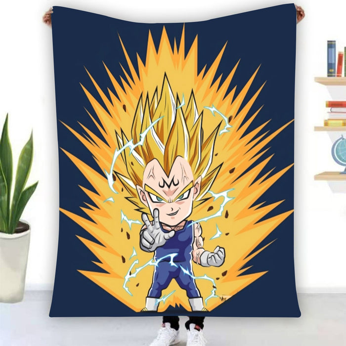 DBZ Majin Vegeta Super Saiyan Prince Power Aura Chibi Sketch Blanket