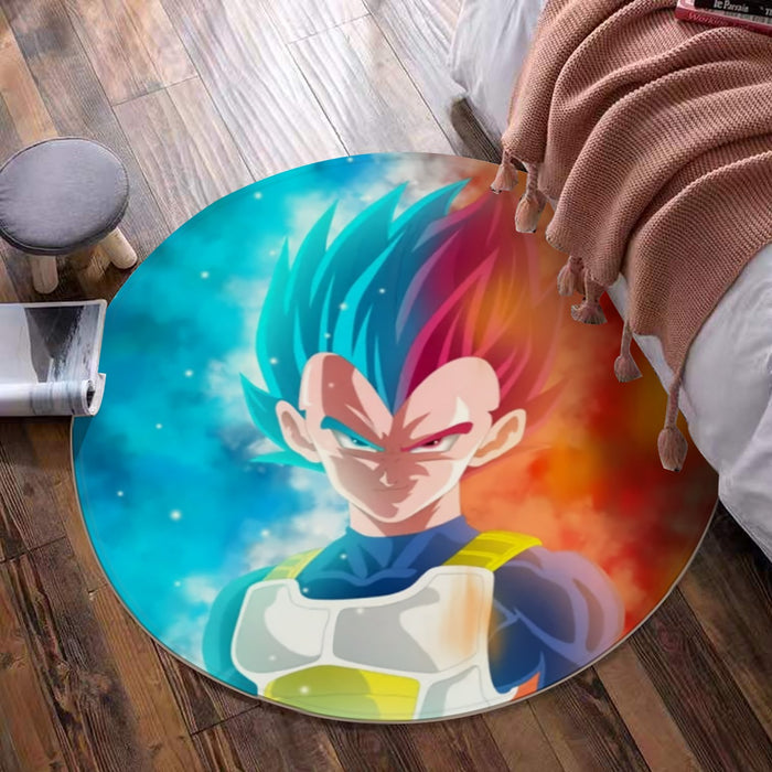 DBZ Vegeta Super Saiyan God Blue SSGSS Cool Portraits Round Mat