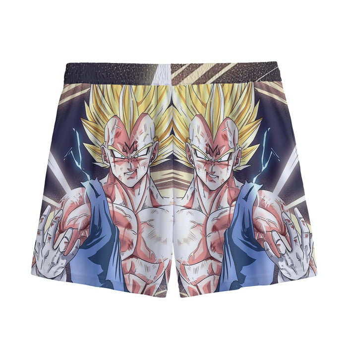 DBZ Majin Vegeta Saiyan Prince Fight Injure Manga Style Trending Mesh Shorts