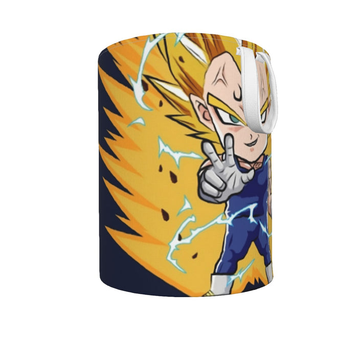 DBZ Majin Vegeta Super Saiyan Prince Power Aura Chibi Sketch Laundry Basket