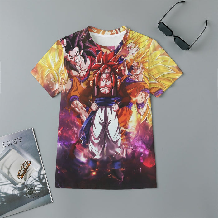 DBZ Gogeta Goku Vegeta Super Saiyan Powerful Lightning Thunder Design Kids T-Shirt