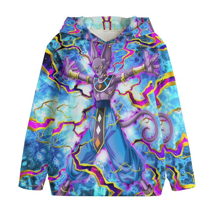 Dragon Ball Super Beerus Destruction God Egyptian Cat Vibrant Design Kids' Hoodie