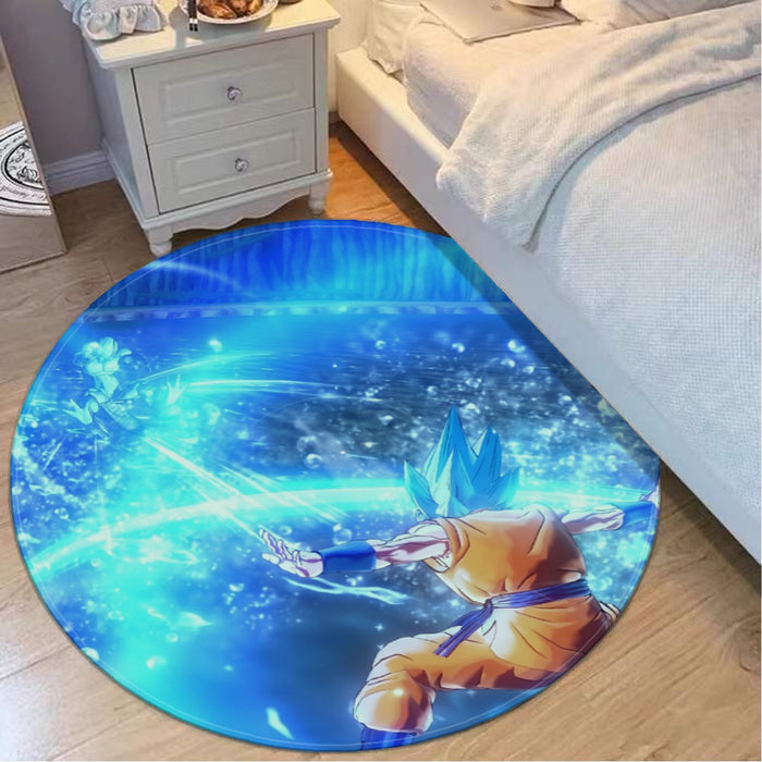 DBZ Goku SSGSS Saiyan God Blue Aura Blasting Streetwear Round Mat