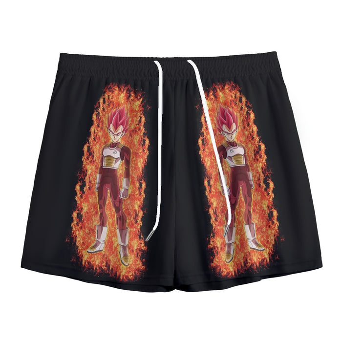 DBZ Vegeta Super Saiyan God Whis Symbol Fire Aura Streetstyle Mesh Shorts