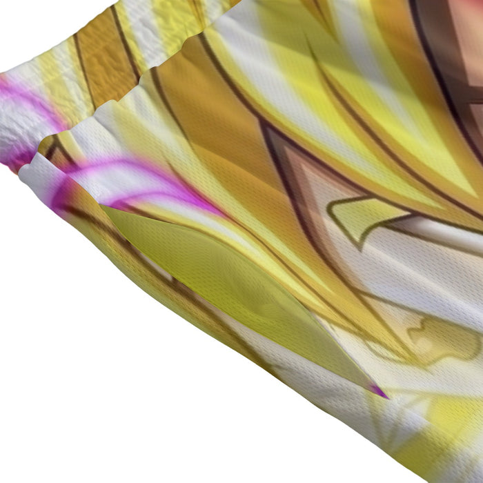 DBZ Goku God Half Rose and Golden Portrait Dope Design Mesh Shorts