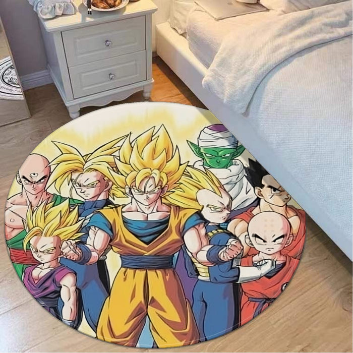 DBZ Goku Vegeta Super Saiyan Krillin Piccolo All Heroes Vibrant Design Round Mat