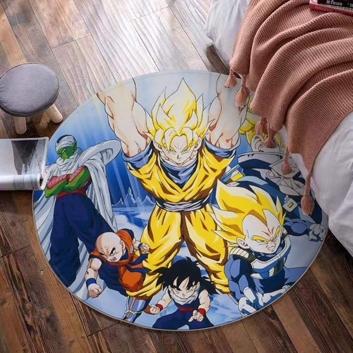 DBZ Goku Saiyan Spirit Bomb Vegeta Piccolo Gohan Trunks Vibrant Design Round Mat