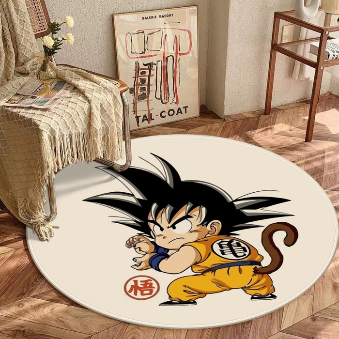 Cute Kid Goku Yellow Clothing Dragon Ball Z Round Mat