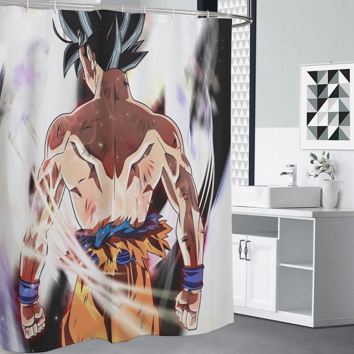 Dragon Ball Goku Damaged Battle Muscular Powerful Aura Shower Curtain