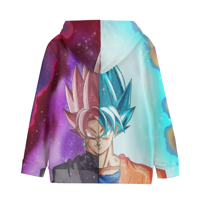 DBZ Goku SSGSS Black Rose Super Saiyan Portraits Dope Kids' Hoodie