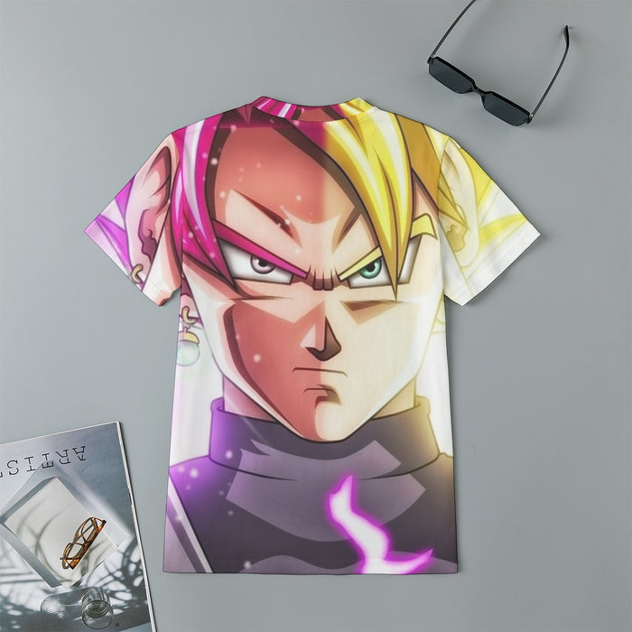 DBZ Goku God Half Rose and Golden Portrait Dope Design Kids T-Shirt