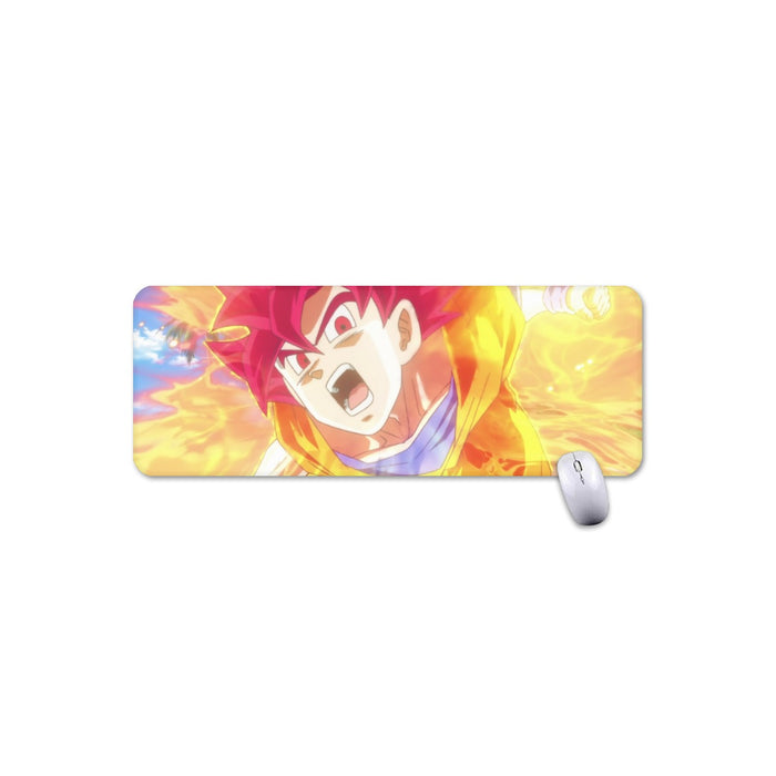 Dragon Ball Goku Super Saiyan Red God Face Portrait Print Mouse Pad