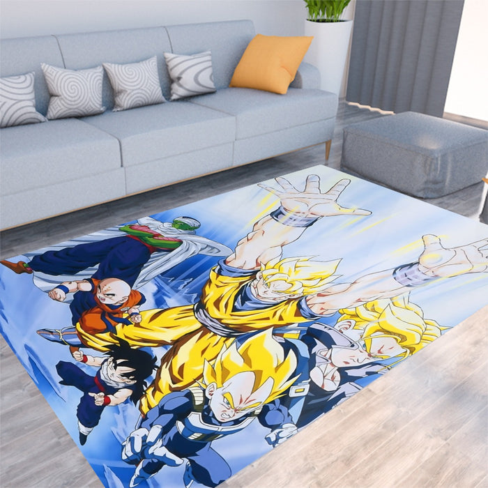 DBZ Goku Saiyan Spirit Bomb Vegeta Piccolo Gohan Trunks Vibrant Design Rug