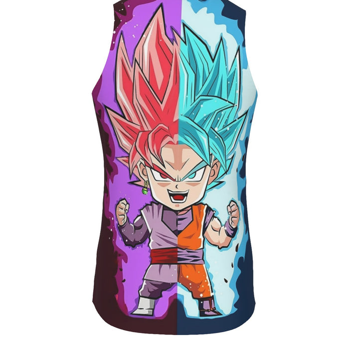 DBZ Goku Zamasu SSGSS God Blue Rose Super Saiyan Chibi Tank Top