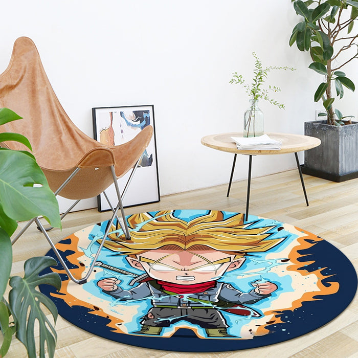 Dragon Ball Future Trunks Saga Super Saiyan Chibi Design Round Mat