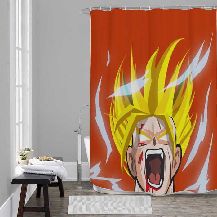 Dragon Ball Goku Super Saiyan Angry Scream Hand Drawing Design Shower Curtain