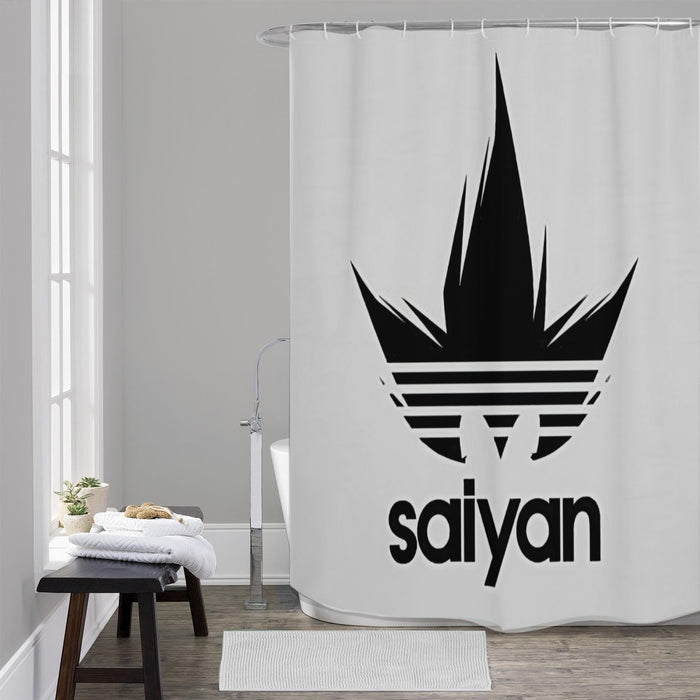 Dragon Ball Z Black Saiyan Adidas Parody Print Gray Shower Curtain