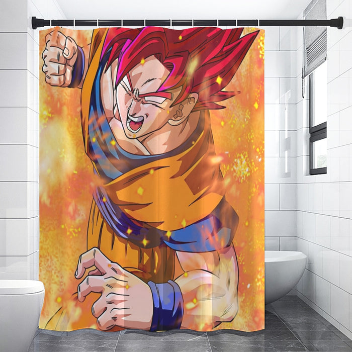 Dragon Ball Super Goku Rage Red Ultra Instinct Dope Shower Curtain