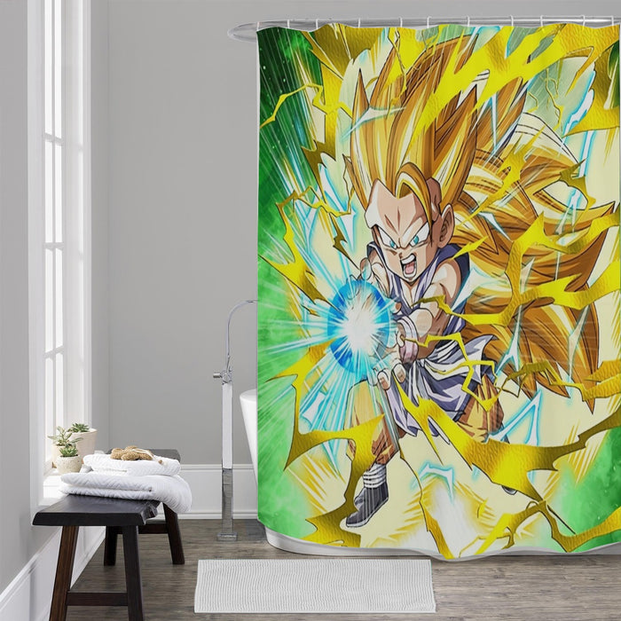 Dragon Ball Kid Goku SSJ3 Kamehameha Shower Curtain