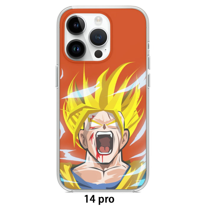 Dragon Ball Goku Super Saiyan Angry Scream Hand Drawing Design Iphone 14 Case