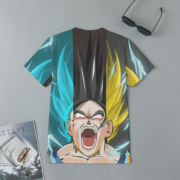 Dragon Ball Goku Super Saiyan Triple Blue God SSGSS Hand Drawing Style Kids T-Shirt