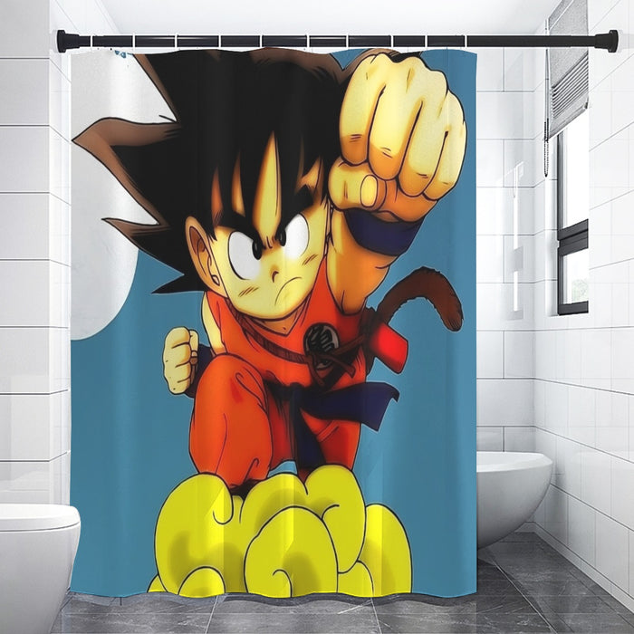 Young Goku Kid Flying Cloud Fight 3D Dragonball Shower Curtain