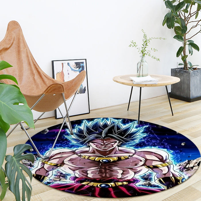 DBZ Legendary Super Saiyan Broly With Black Hair Round Mat