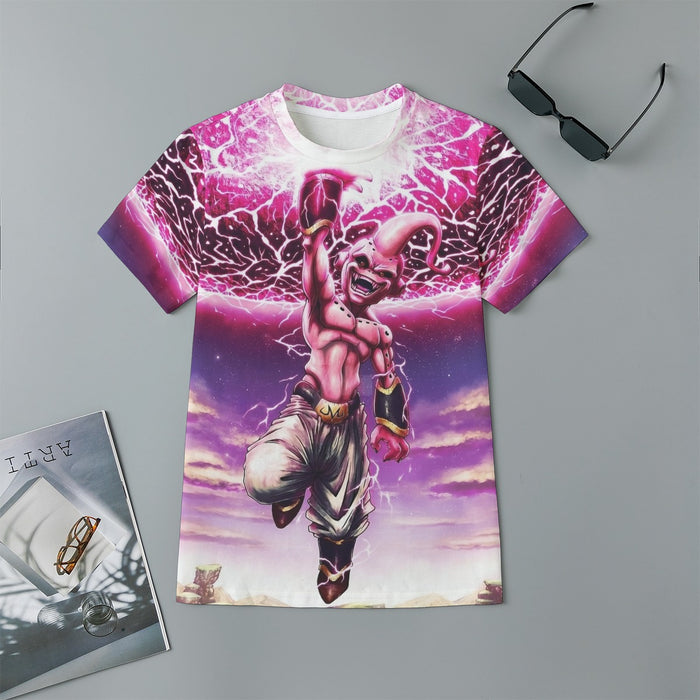 DBZ Kid Buu Super Villain Giant Ki Blast Realistic Design Kids T-Shirt