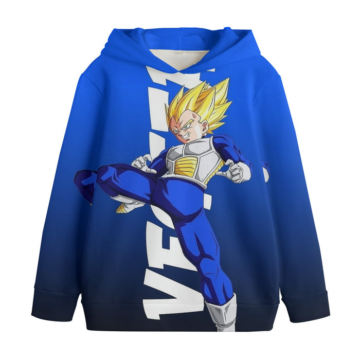 Vegeta With Background Word Dragon Ball Kids' Hoodie