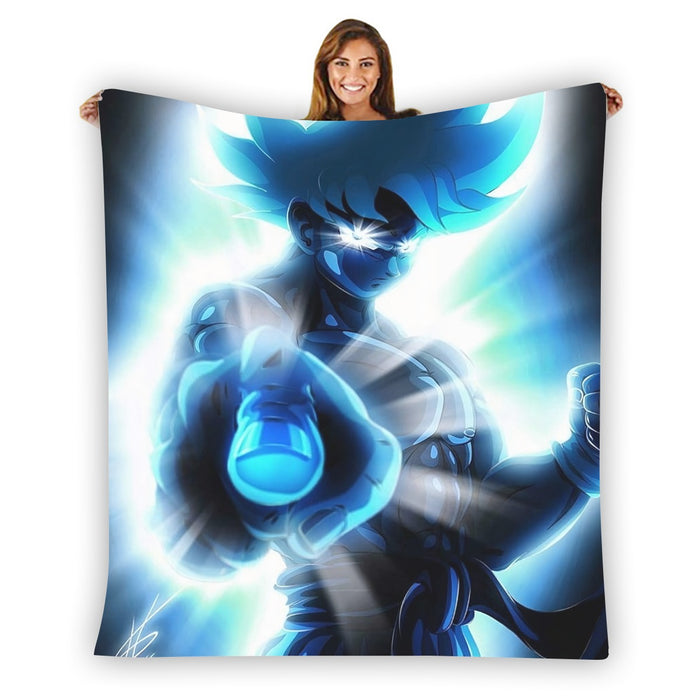 Dragon Ball Super Blue Son Goku Epic Ultra Instinct Blanket