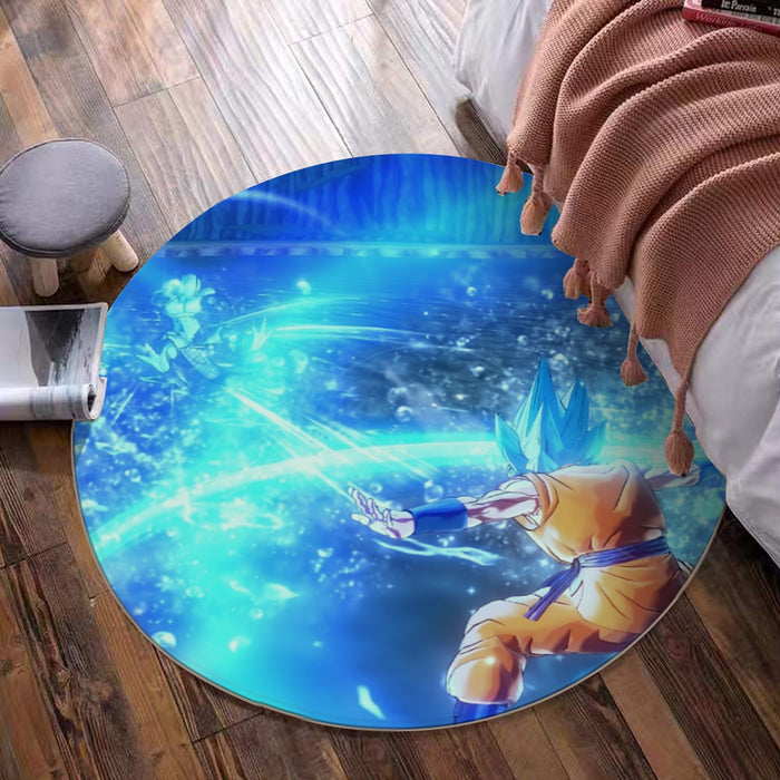 DBZ Goku SSGSS Saiyan God Blue Aura Blasting Streetwear Round Mat