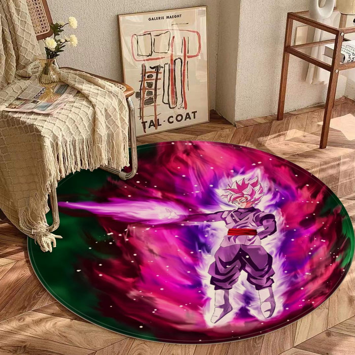 Goku Black Super Saiyan Rose Power Aura Streetwear Design Round Mat