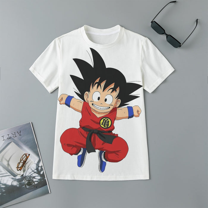 DBZ Jumping Kid Goku In His Training Suit Kids T-Shirt