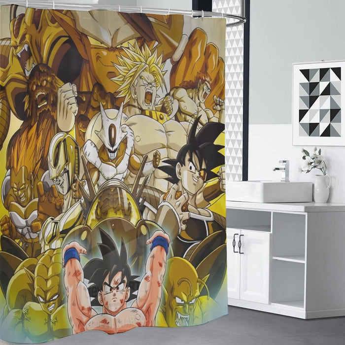 DBZ Goku Spirit Bomb Destroy Villains Cooler Broly Namek Golden Shower Curtain