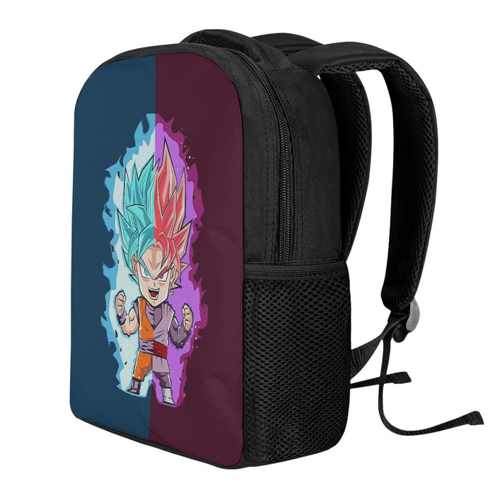 Dragon Ball Super Cute Chibi Blue Vegito Goku Rose T-Shirt Backpack