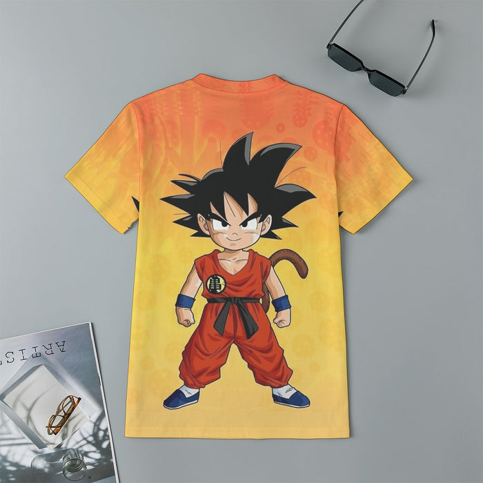Cute Young Kid Goku Yellow Dragon Ball 3D Kids T-Shirt