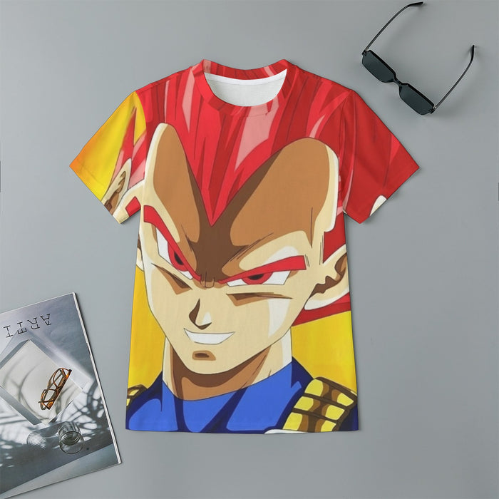 Dragon Ball Vegeta Super Saiyan Red God Vibrant Print Kids T-Shirt
