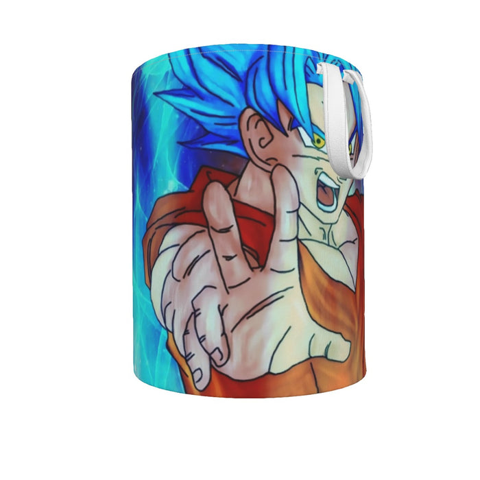 DBZ Goku Super Saiyan God Blue SSGSS Power Aura Fire Theme Design Laundry Basket