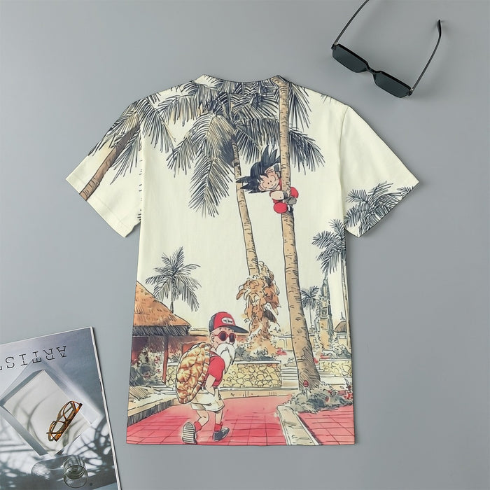 Palm Tree Cute Kid Goku Master Roshi Vintage Beige Kids T-Shirt