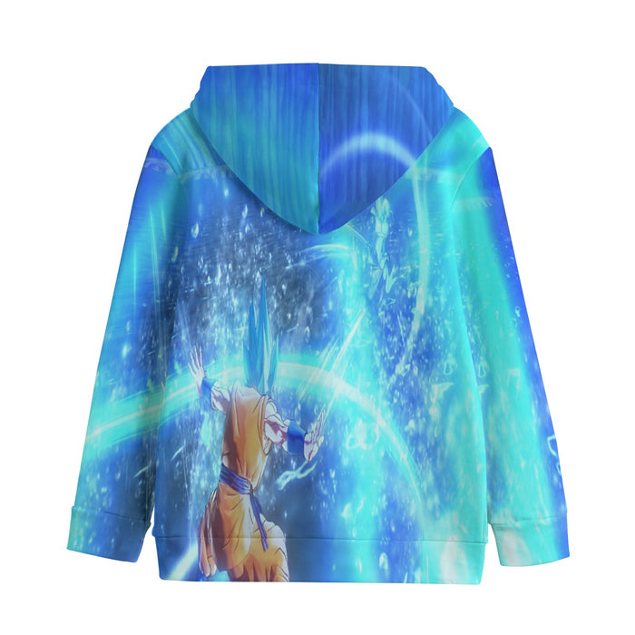 DBZ Goku SSGSS Saiyan God Blue Aura Blasting Streetwear Kids' Hoodie