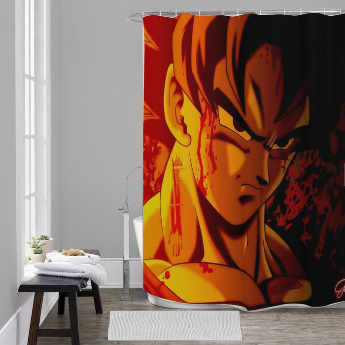 Dragon Ball Z Pissed Serious Son Goku Dope Orange Shower Curtain