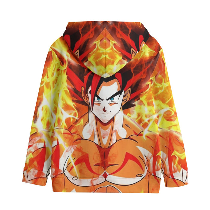 Dragon Ball Goku Super Saiyan Rose Flaming Fan Art Kids' Hoodie