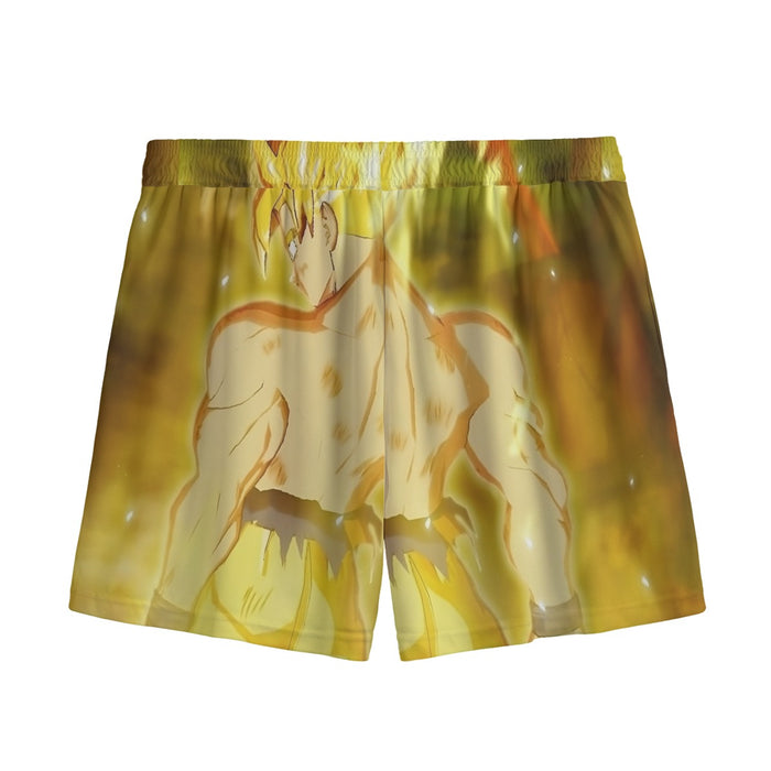 Dragon Ball Goku Super Saiyan Battle Posture Aura Style Mesh Shorts