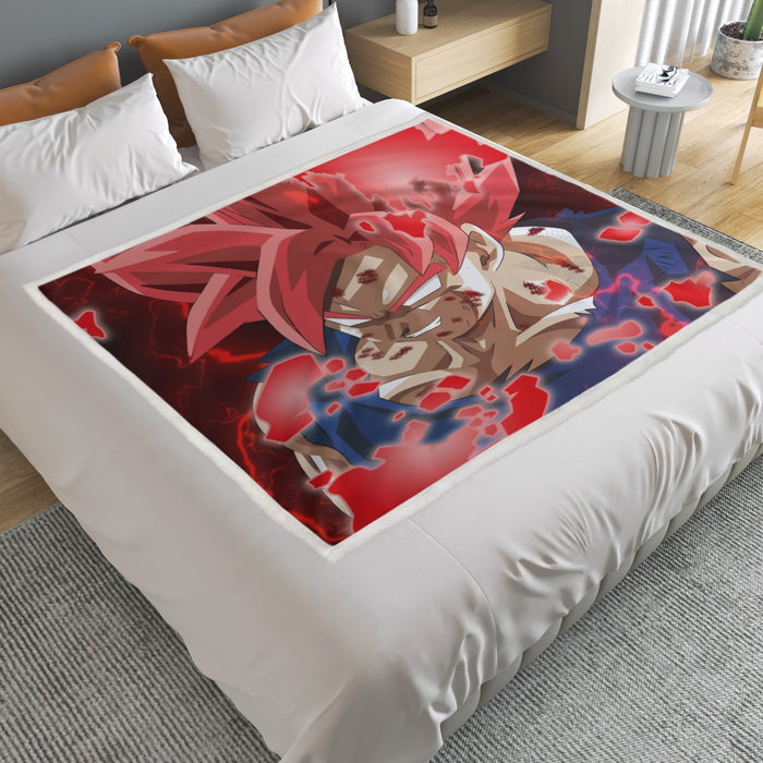 DBZ Son Goku Super Saiyan Red Hair God Dope Style Household Warm Blanket