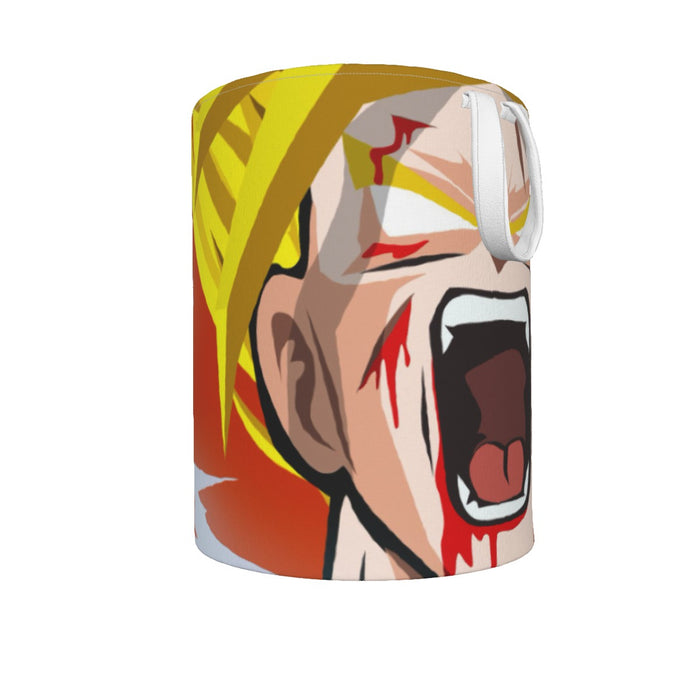 Dragon Ball Goku Super Saiyan Angry Scream Hand Drawing Design Laundry Basket